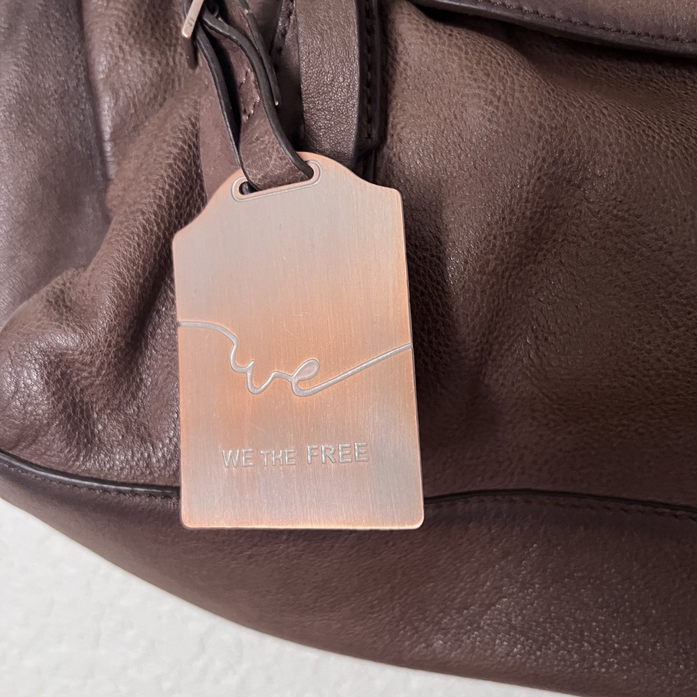 NWT We The Free Harper Shoulder Bag Free People Leather Flap Top Chocolate Brown - Picture 7 of 9